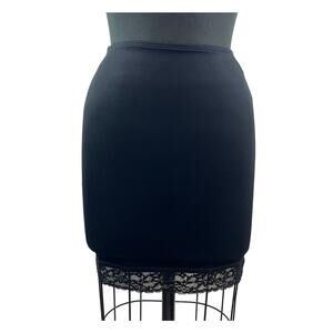 Body Slimmers By Nancy Ganz Black Bodycon Mini Skirt Stretch Contrast Lace Sz M